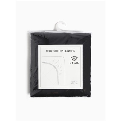 Простыня на резинке 1.5-спальная «Этель» Jet black, 160×200+25 см, мако-сатин