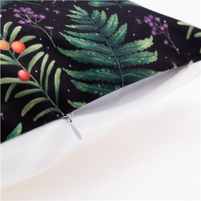 Наволочка декоративная «Этель. Папоротник» 40×40 см, велюр