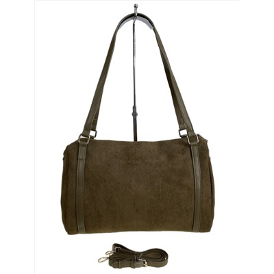 Женская сумка из искусственной замши, цвет темно зеленый