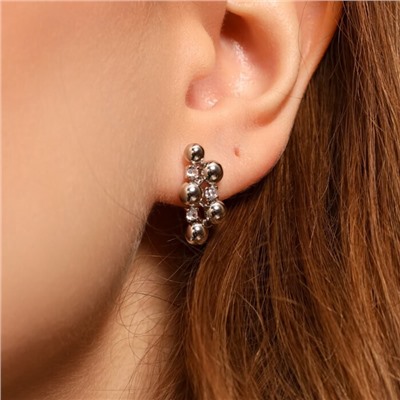 Серьги ювелирная бижутерия, покрытие посеребрение, вставка: фианиты, цвет: прозрачный, арт.213.597