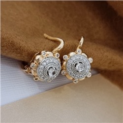 Серьги цветы ювелирная бижутерия коллекция "Дубай", покрытие позолота, вставка: фианиты, цвет: прозрачный, арт.213.562