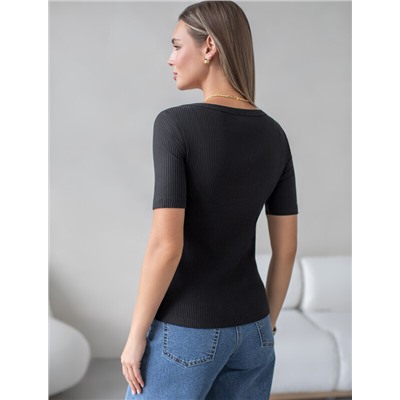 Футболка из трикотажа в широкий рубчик