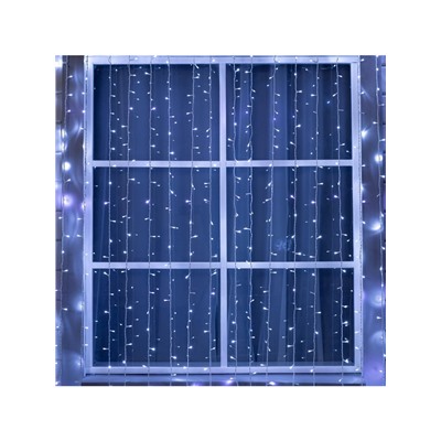 Гирлянда «Занавес», 2×7.4 м, IP44, УМС, 3 Вт, LED 1480/370, 220 В, мерцание, свечение белое