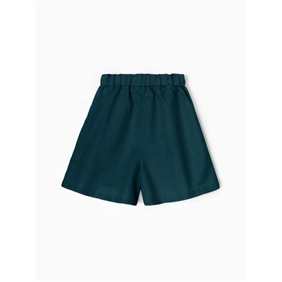 Шорты женские на резинке льняные MINAKU: Safari, изумрудные, размер 44