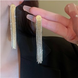 Серьги длинные вечерние кристаллы и цепочки, 8 см.