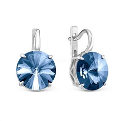 Серьги из серебра с кристаллами Swarovski темно-синий родированные 925 пробы 0042с-266