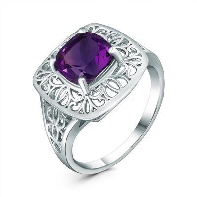 Кольцо из серебра с аметистом родированное GTR-3454-A