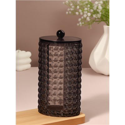 Органайзер для ватных дисков «Black Secret», с крышкой, 18×10×7.5 см, чёрный