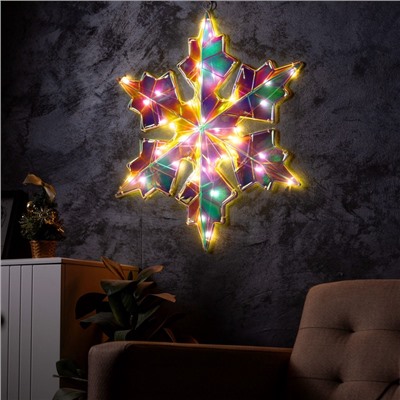 Светодиодная фигура «Снежинка» 60×60 см, пластик, 220 В, 8 режимов, свечение тёплое белое