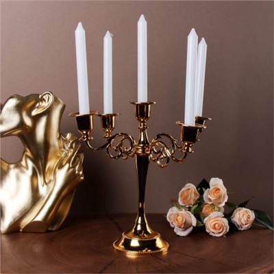 Подсвечник на 5 свечей 25 см золото / 6305G /уп 30/