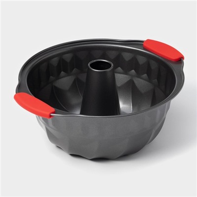 Форма для выпечки Доляна «Немецкий кекс. Забота», 28×23.5×10.5 см, с силиконовыми ручками, антипригарное покрытие, чёрная