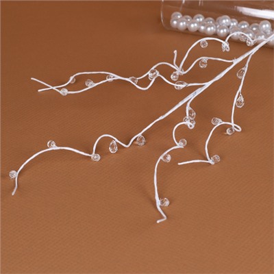 Ветка декоративная стеклярус 79 см / SA16068 /уп 80/320/белая ветка