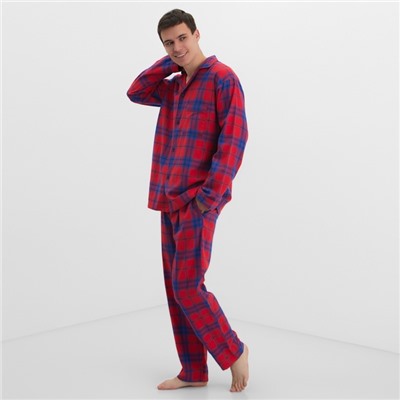 Пижама мужская из фланели (рубашка и брюки) KAFTAN, размер 54