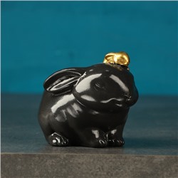 Декоративное кашпо для цветов «Зайчиха с зайчонком», h=9 см, гипс, черное, золотистое