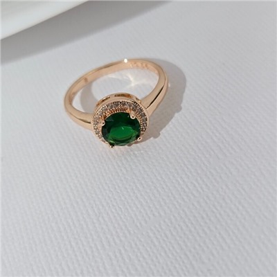 Комплект ювелирной бижутерии коллекция "Дубай"серьги, кулон и кольцо 17 р, покрытие позолота, вставка: фианиты, цвет: зеленый и прозрачный, арт.313.260-17