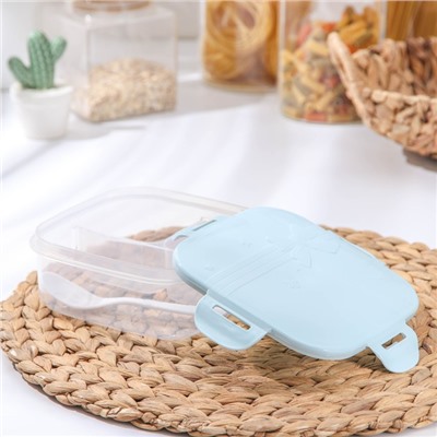 Ланч-бокс пластиковый с ложкой «Подарок», 3 отделения, квадратный, 14×5 см, цвет МИКС