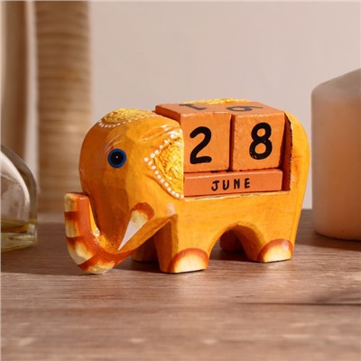 Вечный календарь с кубиками «Слоник», 11×4.5×6.6 см, дерево, МИКС