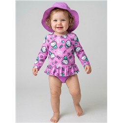 Комплект детский для девочек: плавательный костюм трикотажный, панама текстильная