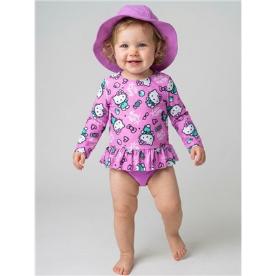 Комплект детский для девочек: плавательный костюм трикотажный, панама текстильная