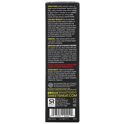 Sports Research, Sweet Sweat Stick, усиливающий гель для тренировок, 182 г (6,4 унции)