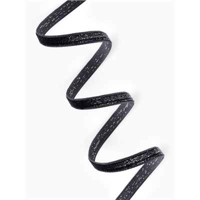 Лента бархатная, с серебряным люрексом, 6 мм, 18±1 м, чёрная №03