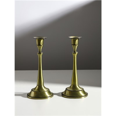 Металлический подсвечник на 1 свечу «Сканди», набор 2 шт., бронза, 24.5×10×10 см
