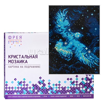Кристальная (алмазная) мозаика на подрамнике "Сказочная птица" 30х40