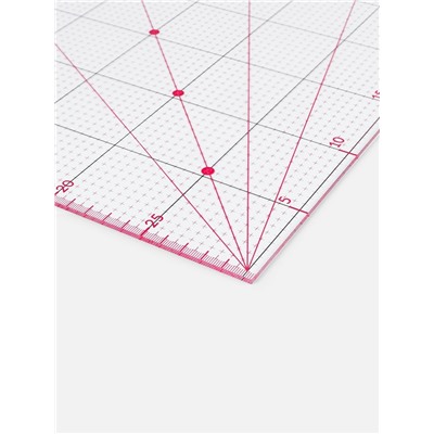 Линейка для квилтинга и пэчворка, с отверстиями, 30×30 см, розовая