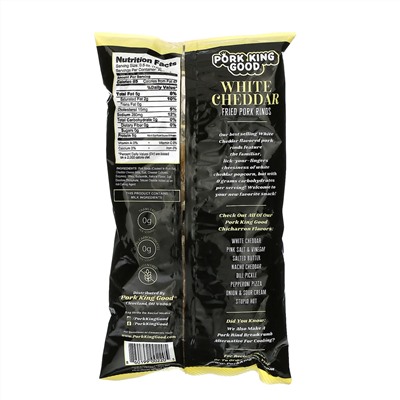 Pork King Good, Flavored Chicharrones, White Cheddar, 1.75 oz (49.5 g)