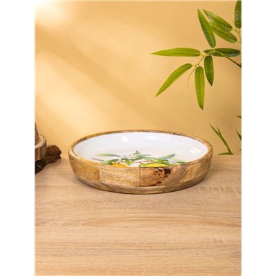 УЦЕНКА Блюдо «Лимоны» дерево манго 25×25×4.5 см