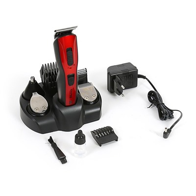 Триммер Sakura SA-5523R, АКБ, 9 насадок, чёрно-красный