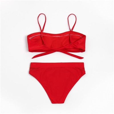 Купальник раздельный с лифом бандо женский MINAKU, цвет вишни, размер 42