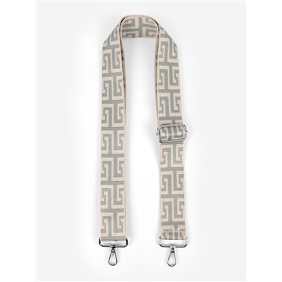 Ручка для сумки «Орнамент греческий», стропа, с карабинами, 139±3×3.8 см, серо-молочная