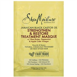 SheaMoisture, ямайское черное касторовое масло, укрепляющая и восстанавливающая маска, 57 мл (2 унции)