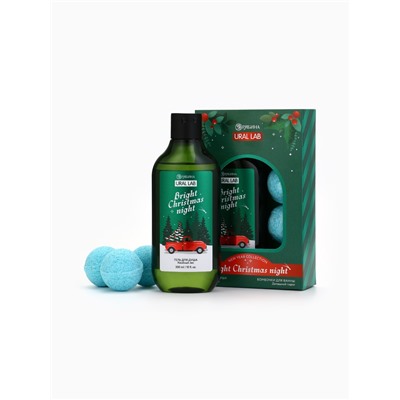 Новогодний подарочный набор косметики Bright Christmas night: гель для душа, 300 мл и бомбочки для ванны, 4×40 г, URAL LAB