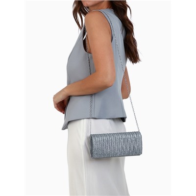 Сумка-клатч женская вечерняя на магните, на цепочке, блестящая, серебристая