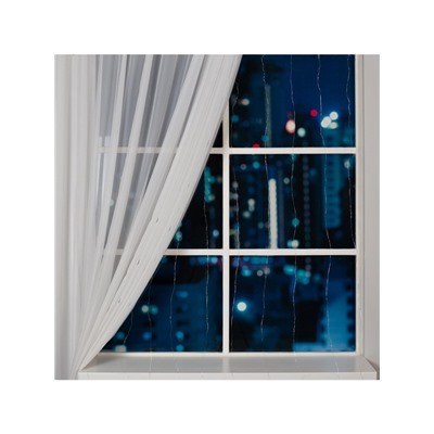 Гирлянда «Занавес» 2×2 м роса, IP20, серебристая нить, 300 LED, свечение мульти, 12 В