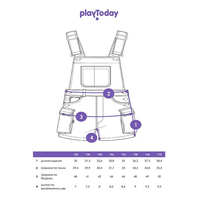 Полукомбинезон текстильный джинсовый для девочек