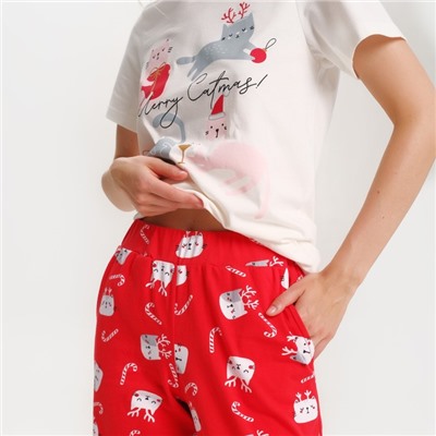 Пижама женская (футболка и брюки) KAFTAN «Cats» размер 40-42