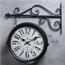 УЦЕНКА Часы настенные интерьерные «Вокзальные», двусторонние, на подвесе, 55×50 см, от батареек 2×АА