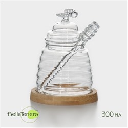 Баночка для мёда и варенья BellaTenero «Эко. Пчёлка», 300 мл, 10×12,5 см, с ложкой, стекло