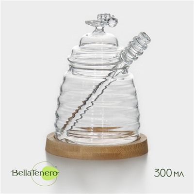 Баночка для мёда и варенья BellaTenero «Эко. Пчёлка», 300 мл, 10×12,5 см, с ложкой, стекло
