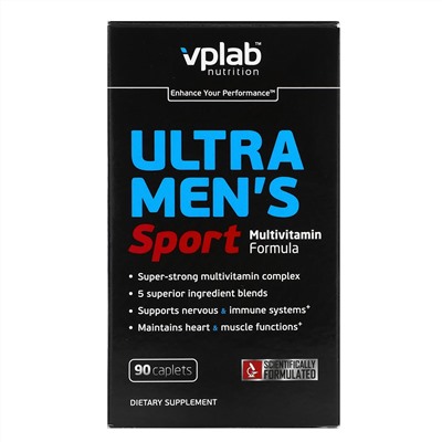 Vplab, Ultra Men’s, мультивитамины для мужчин для физической активности, 90 капсул