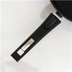 Сковорода «Престиж», d=28 см, съёмная ручка, стеклянная крышка, антипригарное покрытие, цвет чёрный