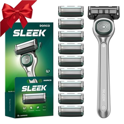 Станок для бритья DORCO SLEEK (+ 10 кассет), система с 6 лезвиями, триммером и Технологией Multi-Flex, SXF 2010