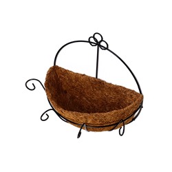 Кашпо настенное, d=20 см, металлическое, со вставкой из кокоса