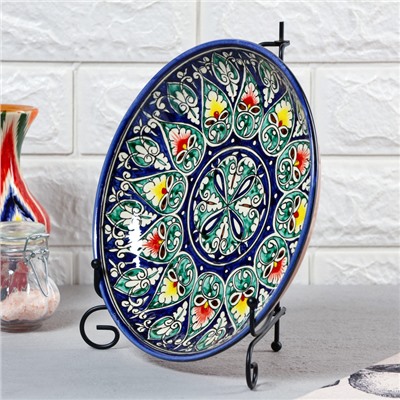 Ляган узбекский Риштанская керамика «Узоры», d=25 см, синий МИКС