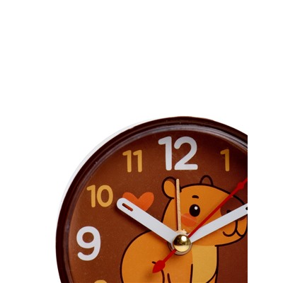 Будильник «Капибара», плавный ход, d=8 см, корпус коричневый