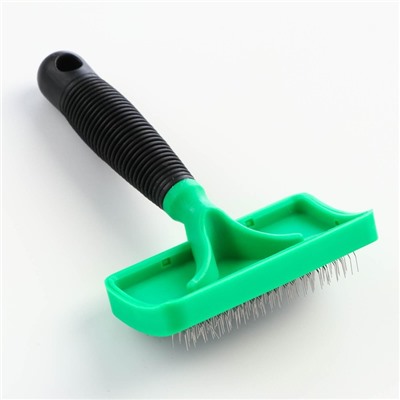 Пуходерка без капель, прорезиненная ручка, 10×16 см, зелёно-чёрная