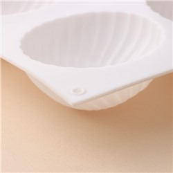Форма для муссовых десертов и выпечки KONFINETTA «Купол», силикон, 30×17.5×4 см, 6 ячеек (d=7.5 см), белая